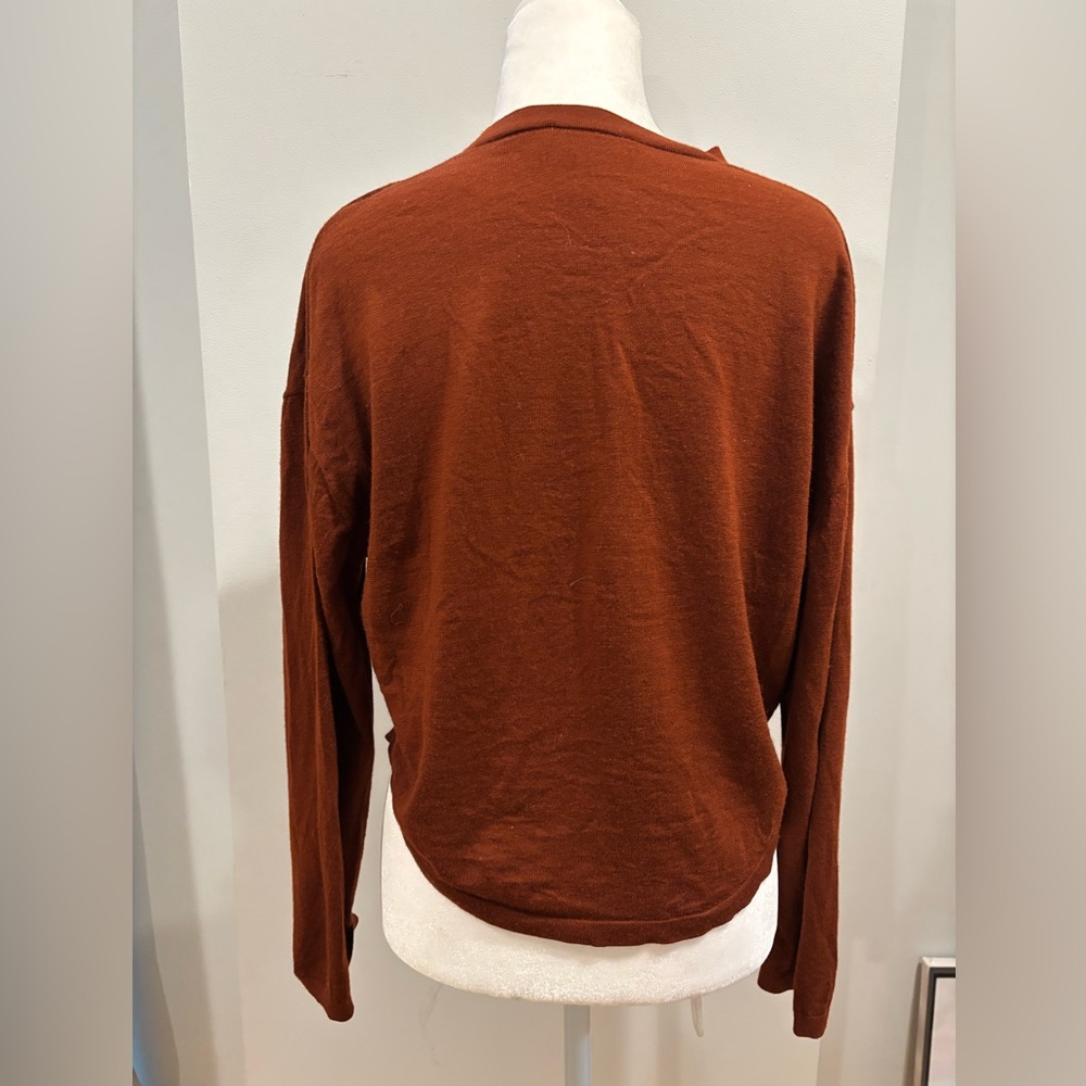 COS Rust Button-Down Lightweight Wool Cardigan - Picture 2 of 5